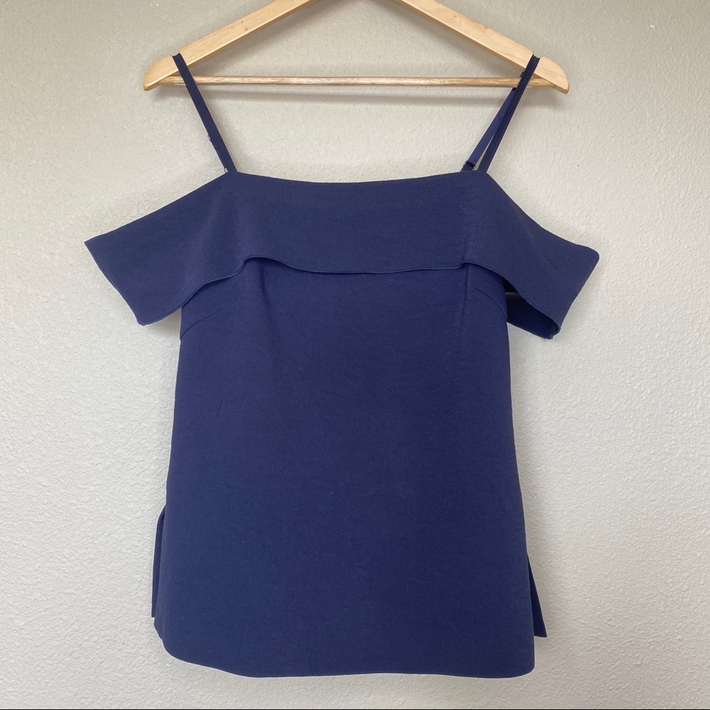 Elizabeth and James Tara Off the Shoulder Navy Top